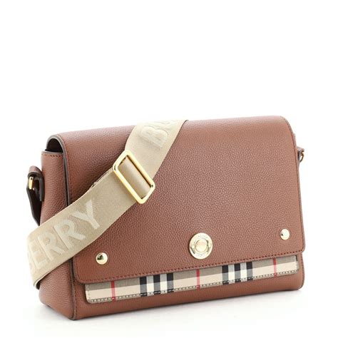 burberry medium note check crossbody bag|Burberry note leather check bag.